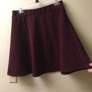 High waisted maroon skirt